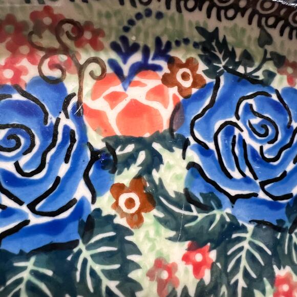 Unikat Ceremika Polish Pottery Casserole Dish Oval Blue Floral Bakeware 2007 - Picture 10 of 10